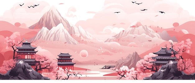 Dongzhi festival chinese creative design of banner design of a mystical dongzhi landscape