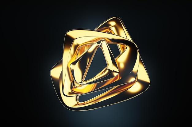 Donker gouden achtergrond, abstracte figuur, luxe gouden vormen, op een zwarte achtergrond. Gouden golven, metalen lijnen, elegante achtergrond, geometrisch ontwerp. 3D geef terug, 3D illustratie.