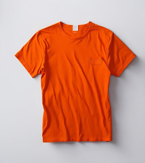 Foto donker oranje wit t-shirt op houten hanger