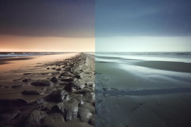 Donker schilderachtig strandlandschap