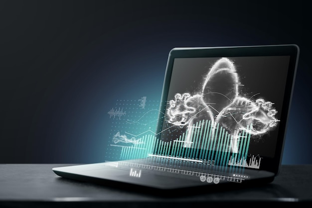 Donker web schaduw misdaad internet misdaad concept verborgen internet Hologram van digitale hacker in computerruimte Hacker virusaanval