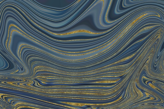 Donkerblauwe en gouden marmeren abstracte achtergrond