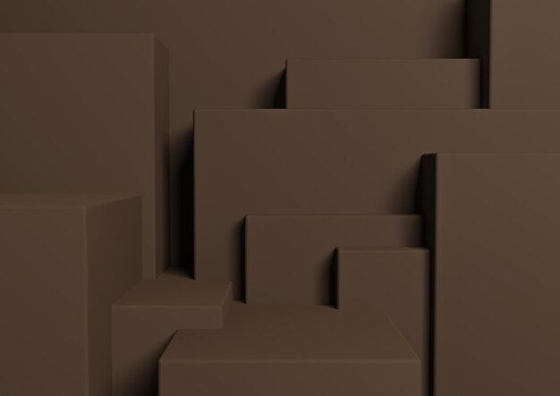 Donkerbruin 3D product display podium abstracte asymmetrische achtergrond fotografie advertentie