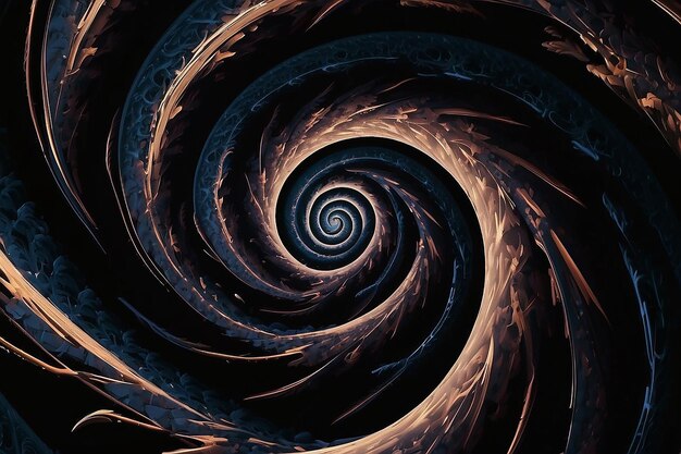 Donkere abstracte spiraalvormige wervelingen en vortexvormen