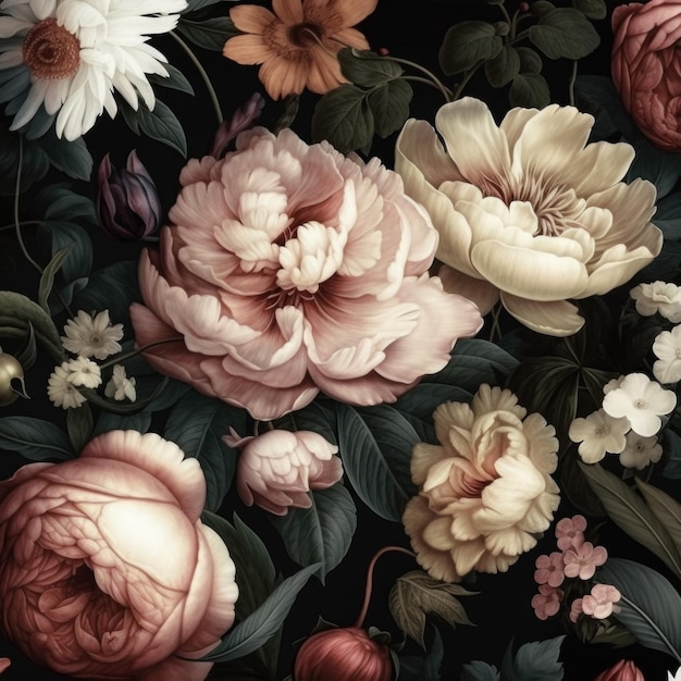 Donkere bloemen esthetische vintage texturen voor een betoverende achtergrond