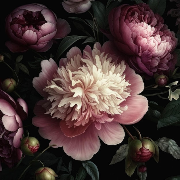 Donkere bloemen esthetische vintage texturen voor een betoverende achtergrond