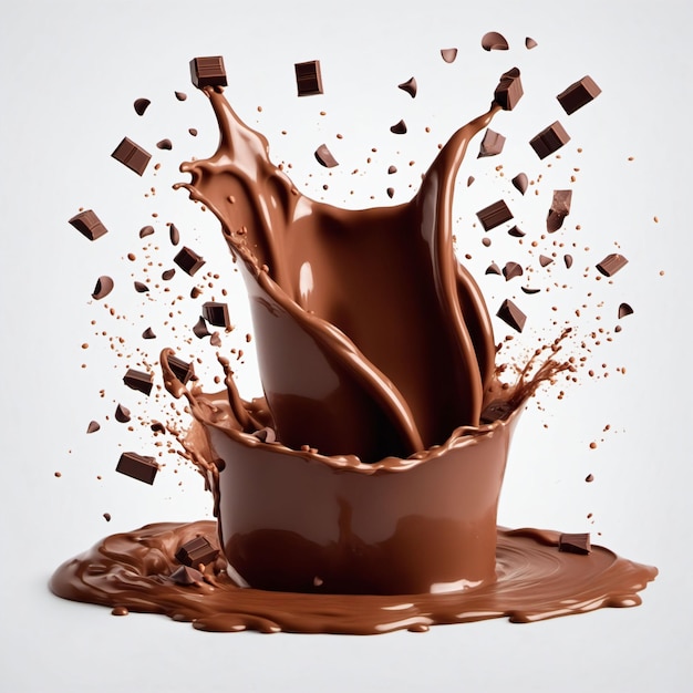 Donkere chocolade splash render Gegenereerd met AI