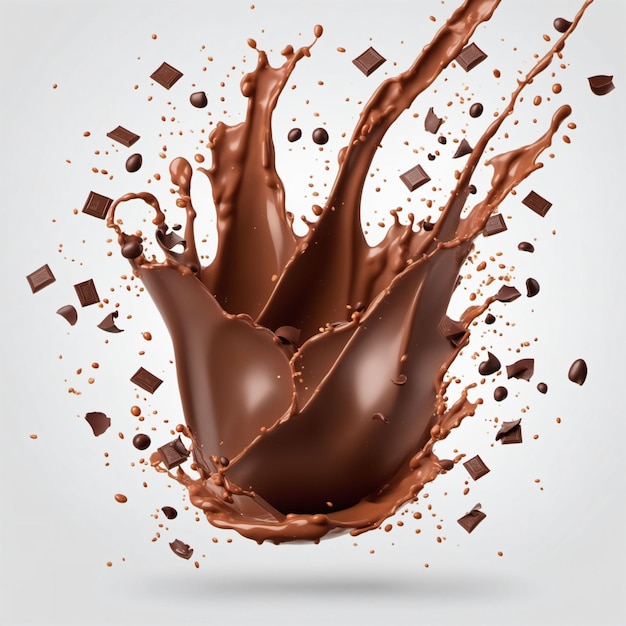 Donkere chocolade splash render Gegenereerd met AI