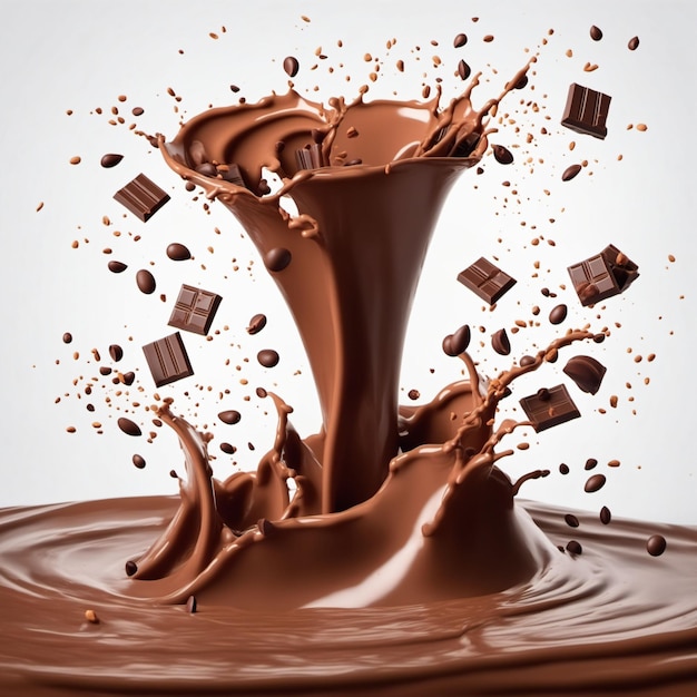 Donkere chocolade splash render Gegenereerd met AI