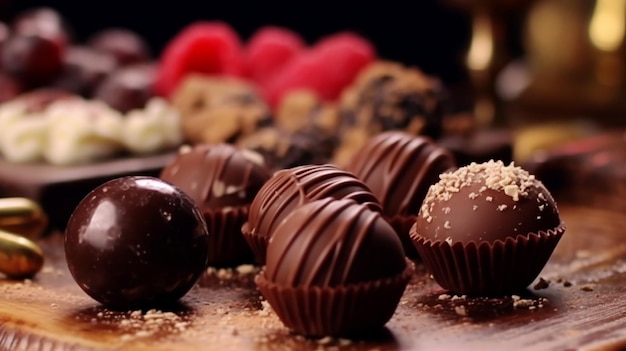Donkere chocolade truffels in een gourmetcollectie