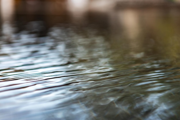 Donkere gladde wateroppervlakte in een meer