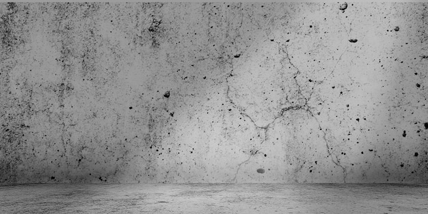 Donkere kamer met tegelvloer en grunge achtergrond Grijze betonnen muur als achtergrond