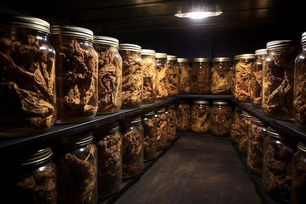Donkere opslagruimte voor de fermentatie van tabaksbladeren