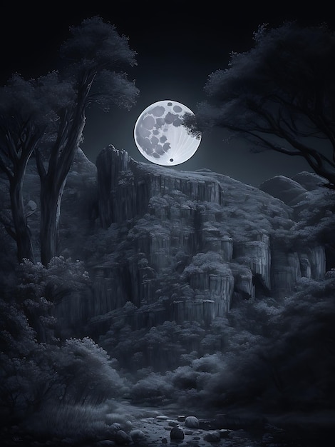 donkere volle maan nacht achtergrond