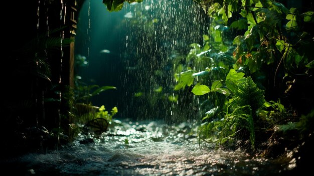 donkere waterval in het bos