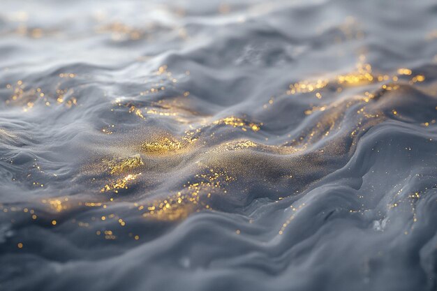 donkergrijs vloeibaar water met glinsterende lichten gouden details achtergrond