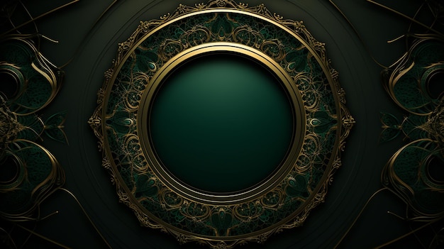 donkergroene luxeachtergrond met gouden cirkelornament