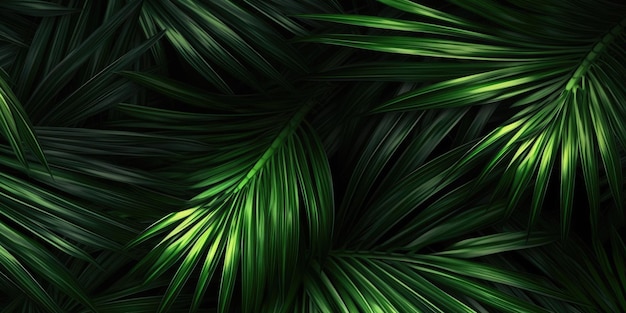 Donkergroene palmbladeren dramatisch foto-effect achtergrondrealisme realistisch hyperrealistisch Generatief AI-beeld weber