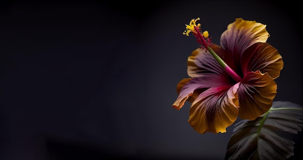 donkerrode hibiscus bloem zwarte achtergrond