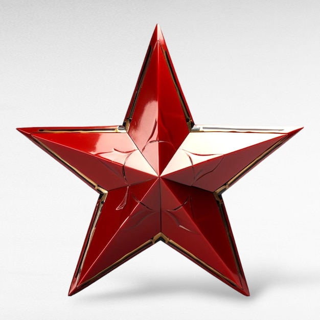 Donkerrode ster op een transparante achtergrond in de stijl van Sovjet-realisme edelstenen witte en bronzen tinten Generatieve AI
