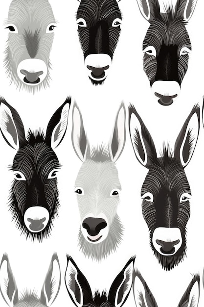 Photo donkey faces seamless tiles