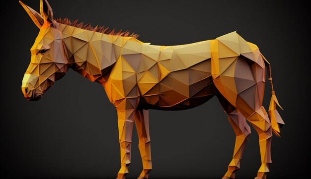 Donkey geometric low poly high resolution image AI generated art