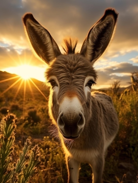 Donkey in its Natural Habitat Wildlife Photography Generative AI