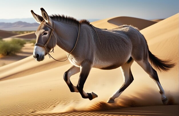 사진 배경 트랙에서 달리는 당나귀 사막 자연 야생 동물과 눈