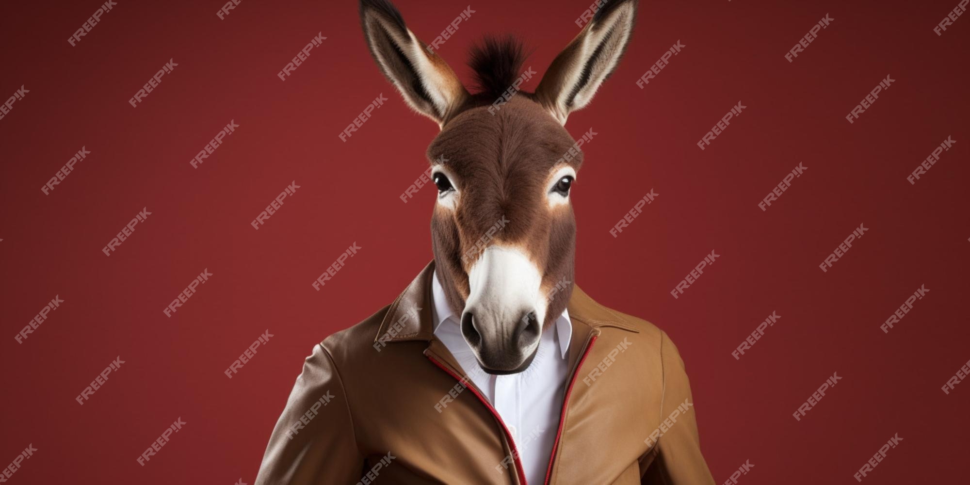 Premium AI Image | A donkey wearing a suit and a jacket