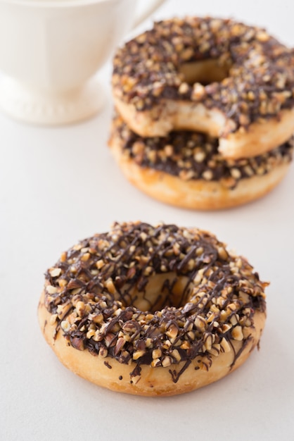 Donut almond on white background