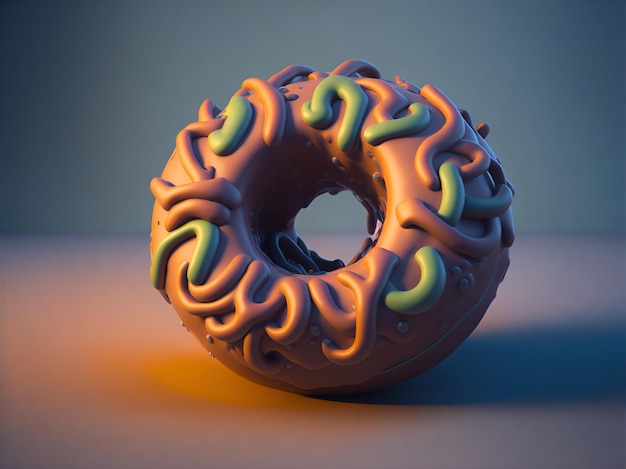 Donut Antropomorfe schattige cartoon illustratie 3D-stijl Ai gegenereerd