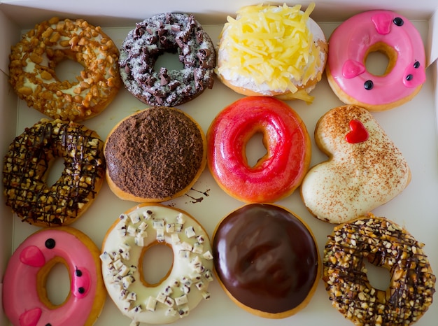 Photo donut background, dessert