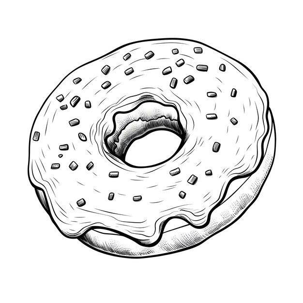 Donut coloring page illustration for kids and children on a white background