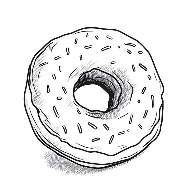 Donut coloring page illustration for kids and children on a white background