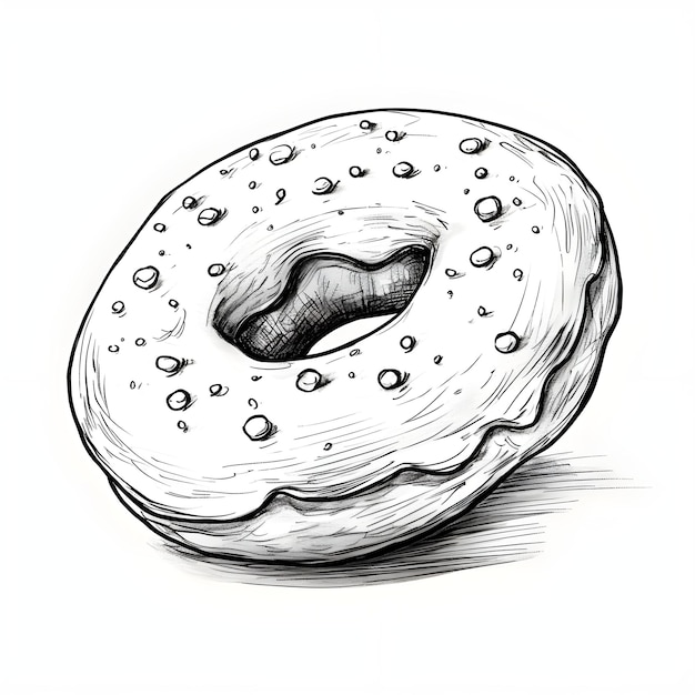 Photo donut coloring page illustration for kids and children on a white background