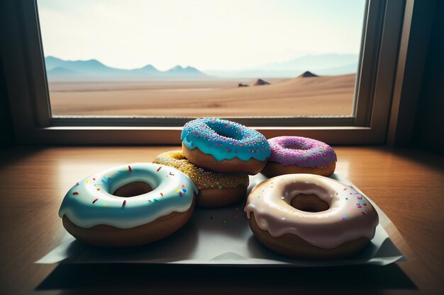 Photo donut delicious delicious food snack wallpaper background illustration favorite food