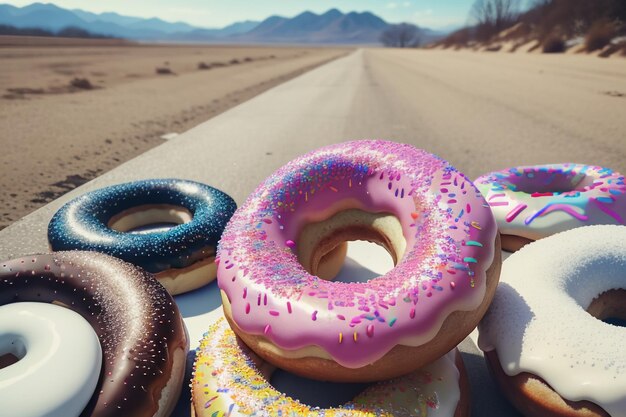 Фото Пончик вкусная еда для гурманов закуски обои фон иллюстрация любимая еда