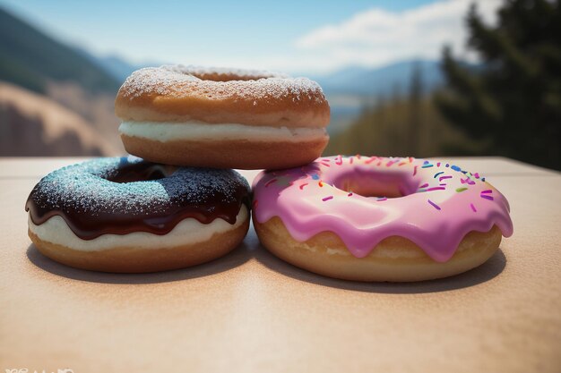 Фото Пончик вкусная еда для гурманов закуски обои фон иллюстрация любимая еда