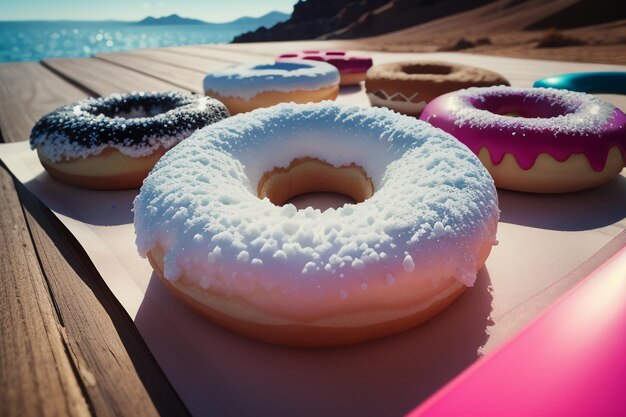 Foto donut delizioso cibo gourmet snack carta da parati sfondo illustrazione cibo preferito