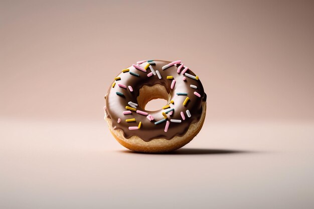 단색 배경에 분리된 스프링클이 있는 도넛 또는 도넛