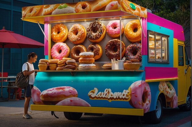 Donut food truck verkoper