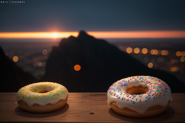 Donut heerlijk gastronomisch eten snack wallpaper achtergrond illustratie favoriete eten