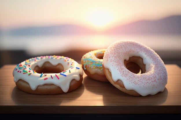 Donut heerlijk gastronomisch eten snack wallpaper achtergrond illustratie favoriete eten