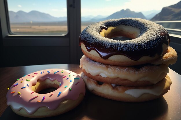 Donut heerlijk lekker eten snack wallpaper achtergrond illustratie favoriete eten