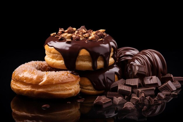 Donut met croissant en chocolade.