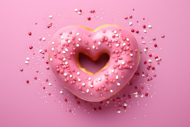 Donut met sprinkles in de vorm van een hart Valentijnsdag