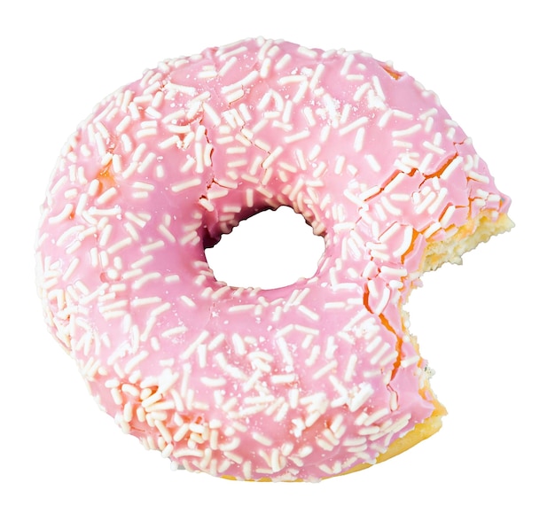 Donut in pink glaze on a white background