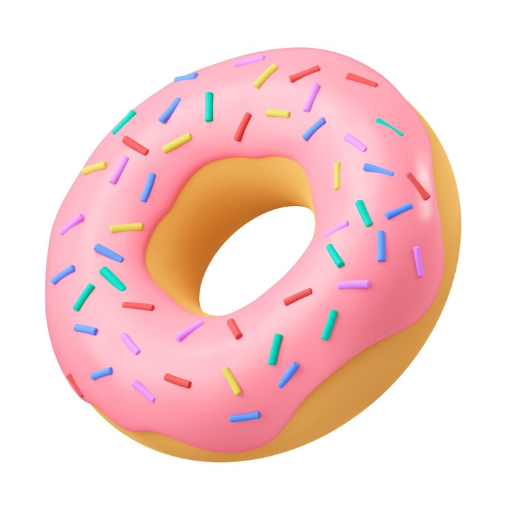 Фотография наклейка на пончик png 3d food clipart на прозрачном фоне