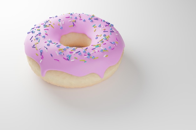 흰색 배경에 파란색 장식이 있는 도넛 d 렌더링