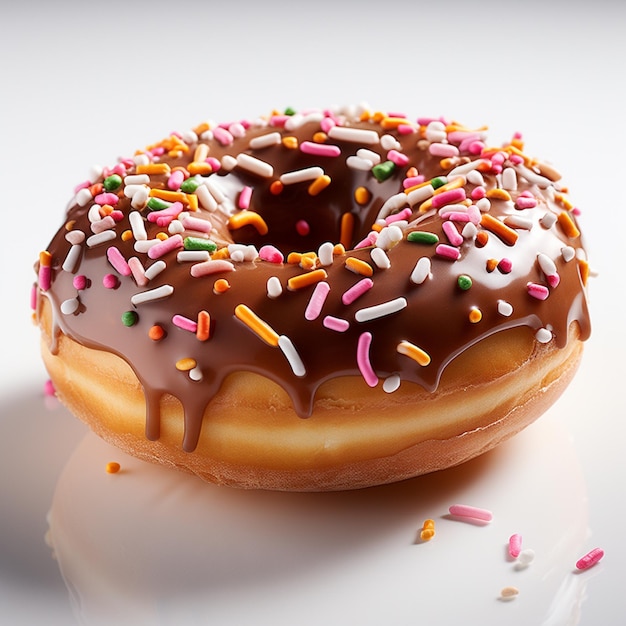 a donut with chocolate frosting and sprinkles on it